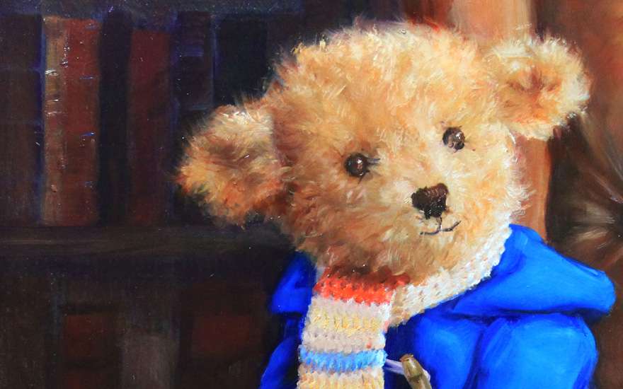 Our Favourite Bear with a duffle coat and scarf